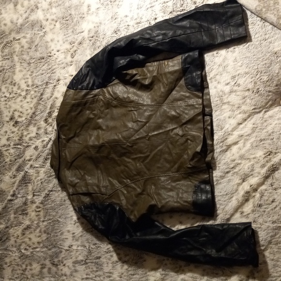 Paparazzi Leather Biker Jacket, Forest Green and Black - Picture 2 of 10